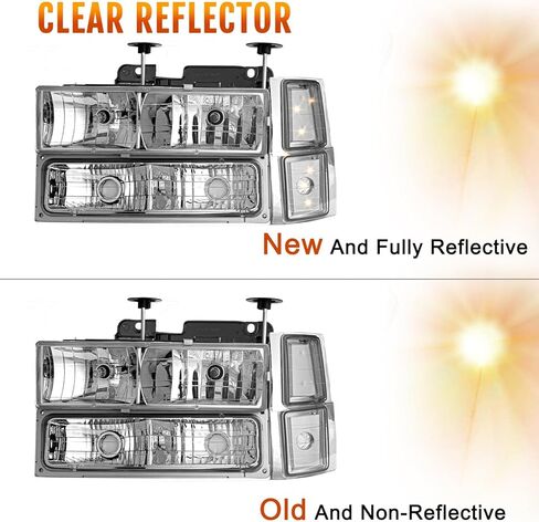 Front Black Grille & Clear Headlight Assembly with Bumper Lamps Compatible with 1994–1998 Chevrolet Silverado C/K 1500 2500 3500, Blazer, Tahoe SUV, Replace GM1200239, 15981092 in Saudi Arabia