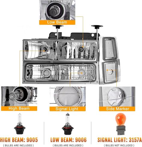 Front Black Grille & Clear Headlight Assembly with Bumper Lamps Compatible with 1994–1998 Chevrolet Silverado C/K 1500 2500 3500, Blazer, Tahoe SUV, Replace GM1200239, 15981092 in Saudi Arabia