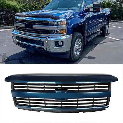 Summit White W/Matte Black Front Grill Cover Compatible with 2015-2019 Chevy Silverado 2500 HD 3500 HD LTZ Model Truck Front Upper Grille Replace for 23335302, 23335298 in Saudi Arabia
