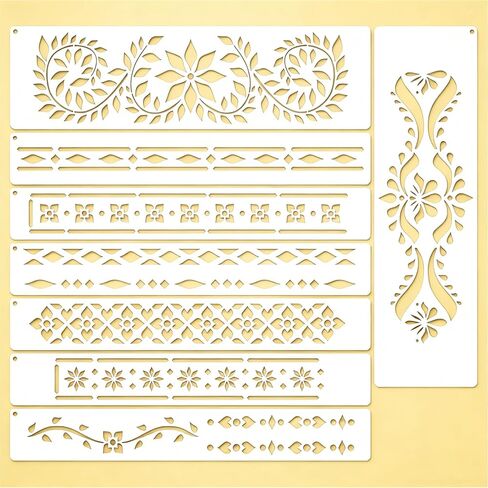 Stencils for Painting on Wood, Reusable Border Furniture Stencils for Crafts, Art Paint Drawing Templates for Wall, Table, Chair, Cabinet, Canvas and Home Furniture Decoration in Saudi Arabia