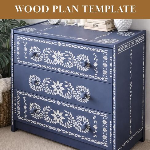 Stencils for Painting on Wood, Reusable Border Furniture Stencils for Crafts, Art Paint Drawing Templates for Wall, Table, Chair, Cabinet, Canvas and Home Furniture Decoration in Saudi Arabia