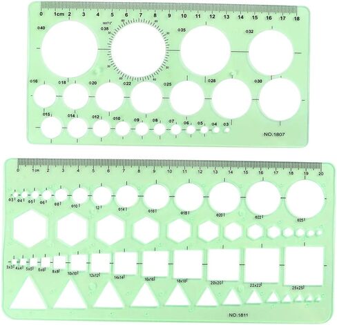 2 Pack Circle Template Measuring Rulers, Geometric Drawing Stencils for Drafting and School Office Use in Kuwait