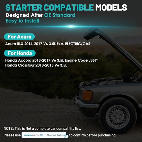 محرك بدء التشغيل 19252 مناسب لسيارة Honda Accord 2013-2017، Crosstour 2013-2015، لـ Acura RLX 2014-2017 3.5L مشغلات استبدال السيارات #19252N، 31200-5G0-A04، 31200-5G0-A02 in Kuwait