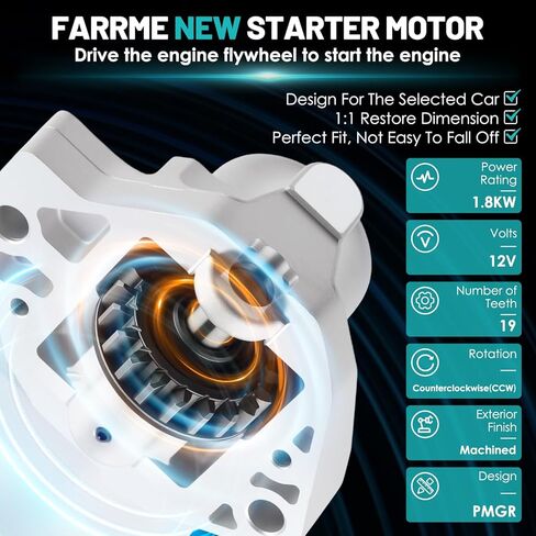 محرك بدء التشغيل 19252 مناسب لسيارة Honda Accord 2013-2017، Crosstour 2013-2015، لـ Acura RLX 2014-2017 3.5L مشغلات استبدال السيارات #19252N، 31200-5G0-A04، 31200-5G0-A02 in Kuwait