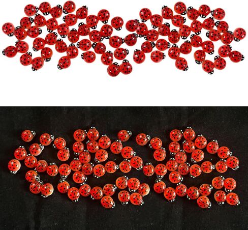 100PCS Mini Glow in Dark Tree Ladybug,Fairy Luminous Ladybug Micro Miniature Tiny Resin Figures for Garden Landscape Aquarium Dollhouse Decoration Lawn Yard Patio Plant Decor in Saudi Arabia