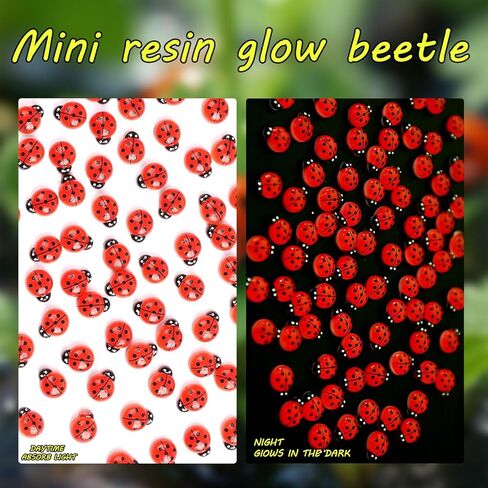 100PCS Mini Glow in Dark Tree Ladybug,Fairy Luminous Ladybug Micro Miniature Tiny Resin Figures for Garden Landscape Aquarium Dollhouse Decoration Lawn Yard Patio Plant Decor in Saudi Arabia