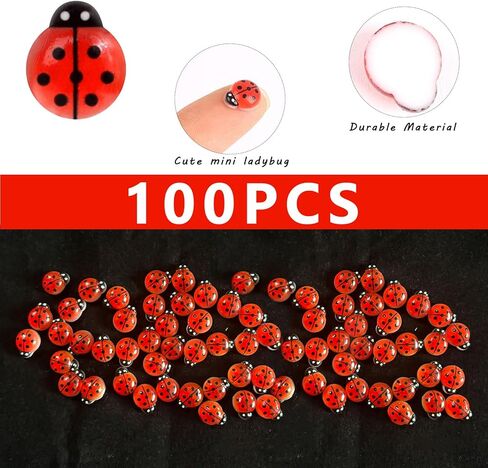 100PCS Mini Glow in Dark Tree Ladybug,Fairy Luminous Ladybug Micro Miniature Tiny Resin Figures for Garden Landscape Aquarium Dollhouse Decoration Lawn Yard Patio Plant Decor in Saudi Arabia