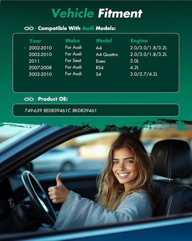 منظم النافذة منظم نوافذ الطاقة يناسب 2002-2008 لسيارة Audi A4 2007-2008 لسيارة Audi RS4 2004-2008 لسيارة Audi S4 الجانب الخلفي الأيسر للسائقين بدون تجميع المحرك استبدال 8E0839461C 8K0839461 749-639 in Kuwait