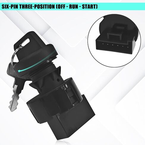 Ignition Key Switch 3 Position 6 Pin with Key, Replacement for Polaris Ranger RZR Sportsman Scrambler General ATV UTV, Replaces 4012165 4011002 4010390 4012166 4011142 in Saudi Arabia