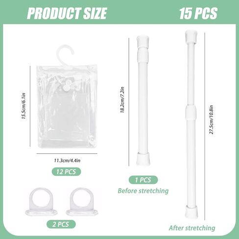 12 Pack Clear Doll Clothes Storage Bags with Hanging Rod & Hooks, PVC Transparent Doll Clothes and Accessories Organizer, Compatible with 15/17cm Dress Up, Space-Saving Wardrobe in Saudi Arabia