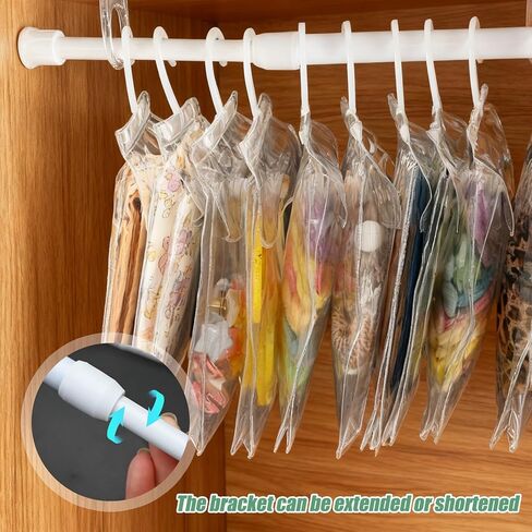 12 Pack Clear Doll Clothes Storage Bags with Hanging Rod & Hooks, PVC Transparent Doll Clothes and Accessories Organizer, Compatible with 15/17cm Dress Up, Space-Saving Wardrobe in Saudi Arabia