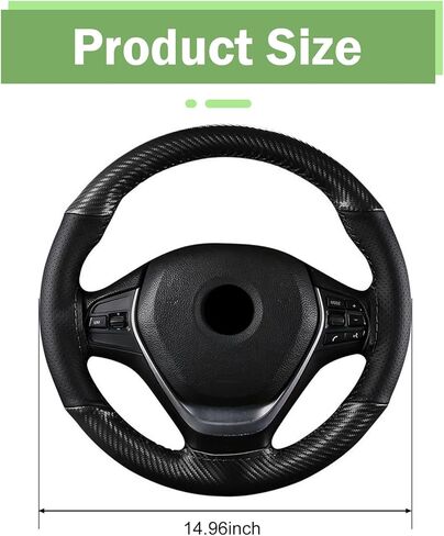 Car Leather Steering Wheel Cover, Breathable Perforated Anti-Slip Wrap, Anti-Scratch Microfiber Steering Wheel Protector, DIY Stitch on Wrap for Most Cars Trucks Pickups (Black) in Saudi Arabia