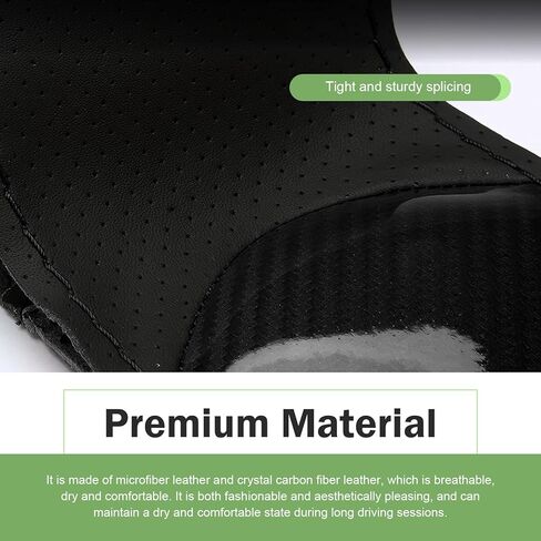Car Leather Steering Wheel Cover, Breathable Perforated Anti-Slip Wrap, Anti-Scratch Microfiber Steering Wheel Protector, DIY Stitch on Wrap for Most Cars Trucks Pickups (Black) in Saudi Arabia