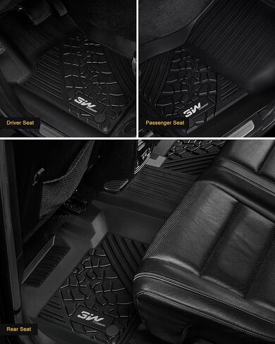 3W Floor Mats Compatible for Jeep Gladiator 2020-2024, TPE All Weather Custom Fit Floor Liner for Jeep Gladiator,1st & 2nd Row Full Set Car Liners with Grey Logo, Black in Saudi Arabia