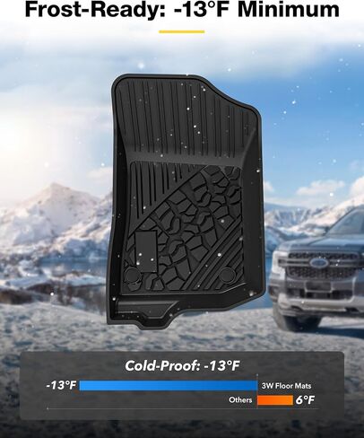 3W Floor Mats Compatible for Jeep Gladiator 2020-2024, TPE All Weather Custom Fit Floor Liner for Jeep Gladiator,1st & 2nd Row Full Set Car Liners with Grey Logo, Black in Saudi Arabia