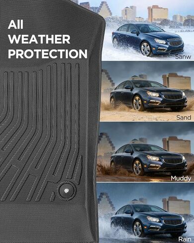سجادات أرضية مناسبة لجميع الأحوال الجوية لسيارة Chevy Cruze 2011 2012 2013 2014 2015، بطانات TPE مقاومة للماء غير قابلة للانزلاق تناسب الصف الأمامي والخلفي، ملحقات السيارة شديدة التحمل in Kuwait