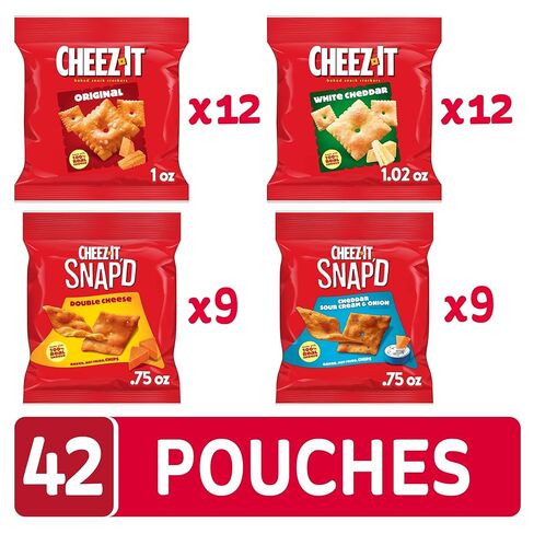 Cheez-It Cheese Crackers, Baked Snack Crackers, Lunch Snacks, Variety Pack (42 Packs) in Kuwait
