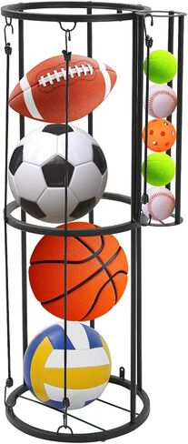 Column Vertical Ball Rack 38.4X12.8 inch Wall Mounted Garage Storage Rack for Basketball, Volleyball, Football, and Rugby, Suitable for Fitness Centers, Indoor Rooms, and Sports Ball Organizers in Saudi Arabia