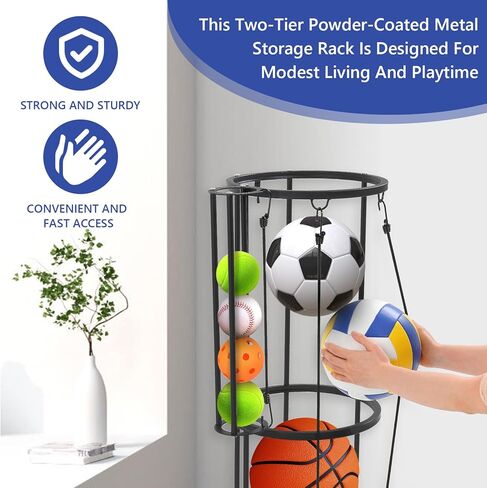 Column Vertical Ball Rack 38.4X12.8 inch Wall Mounted Garage Storage Rack for Basketball, Volleyball, Football, and Rugby, Suitable for Fitness Centers, Indoor Rooms, and Sports Ball Organizers in Saudi Arabia