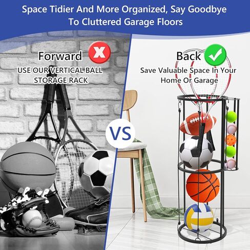 Column Vertical Ball Rack 38.4X12.8 inch Wall Mounted Garage Storage Rack for Basketball, Volleyball, Football, and Rugby, Suitable for Fitness Centers, Indoor Rooms, and Sports Ball Organizers in Saudi Arabia