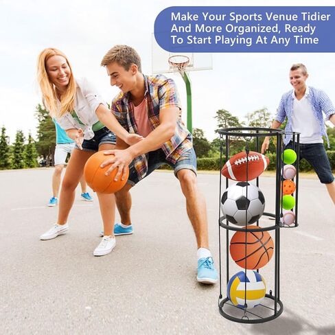 Column Vertical Ball Rack 38.4X12.8 inch Wall Mounted Garage Storage Rack for Basketball, Volleyball, Football, and Rugby, Suitable for Fitness Centers, Indoor Rooms, and Sports Ball Organizers in Saudi Arabia