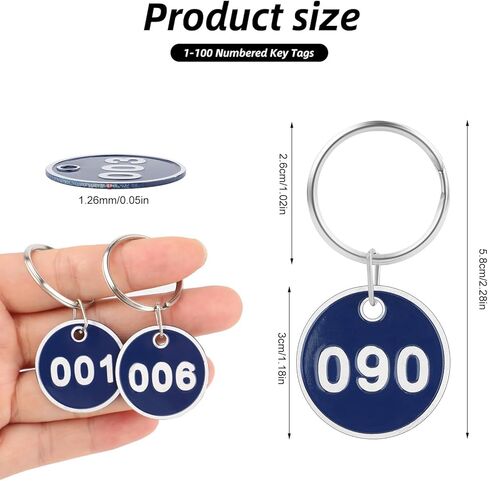 PineHaven 1-100 Numbered Key Tags Round ID Aluminum Alloy Metal Number Tags Marking Hang Luggage Labels with Rings for Cabinet Lockers,Home,Office, Dorm, Garage, Lockers and Luggage (Blue) in Kuwait