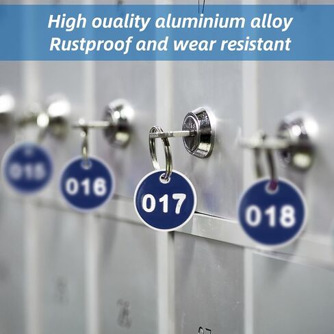 PineHaven 1-100 Numbered Key Tags Round ID Aluminum Alloy Metal Number Tags Marking Hang Luggage Labels with Rings for Cabinet Lockers,Home,Office, Dorm, Garage, Lockers and Luggage (Blue) in Kuwait