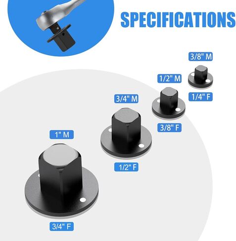 VEXPLO Low Profile Impact Socket Adapter Set for Tight Spaces, Magnetic Design Drive Ratchet Adapter Set 3/8" to 1/2", 1/4" to 3/8", 1/2" to 3/4", 3/4" to 1", 4PCS in Saudi Arabia