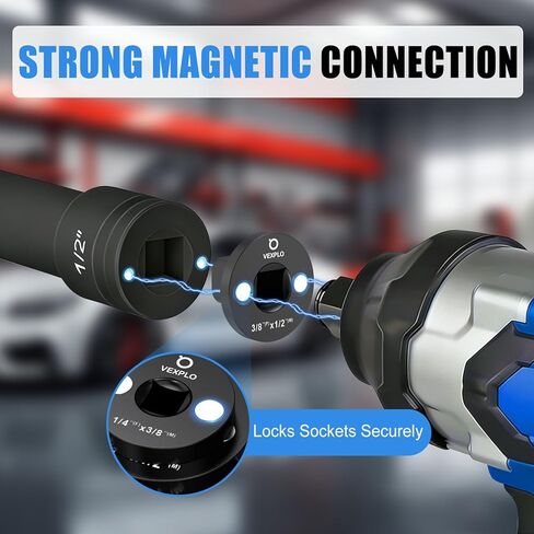 VEXPLO Low Profile Impact Socket Adapter Set for Tight Spaces, Magnetic Design Drive Ratchet Adapter Set 3/8" to 1/2", 1/4" to 3/8", 1/2" to 3/4", 3/4" to 1", 4PCS in Saudi Arabia