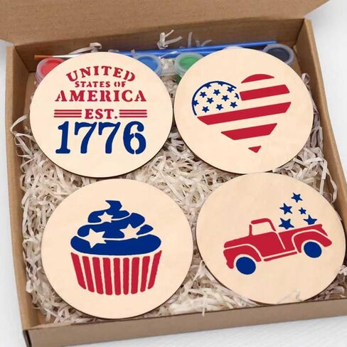 24Pcs American Flag Stencil Reusable Patriotic 1776 Stencil Template Drawing for Spray Painting on Wood Wall DIY Crafts Project Shirt Decoration Independence Day Project in Saudi Arabia
