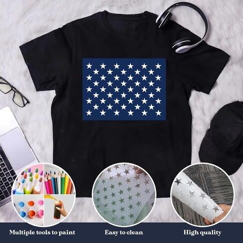 24Pcs American Flag Stencil Reusable Patriotic 1776 Stencil Template Drawing for Spray Painting on Wood Wall DIY Crafts Project Shirt Decoration Independence Day Project in Saudi Arabia