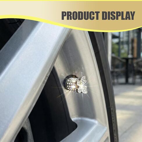 4PCS Bling Butterfly Car Tire Valve Stem Caps, Dustproof Leakproof Automotive Wheel Air Valve Cover, Sparkling Rhinestone Vehicle Exterior Accessories for SUV, Bike, Motorcycle (Silver) in Saudi Arabia