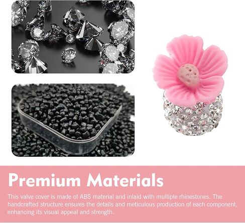4 PCS Bling Car Tire Valve Stem Caps, Sakura Rhinestone Cap, Anti-leak Wheel Valve Cover, for Girls Women (Pink) in Saudi Arabia