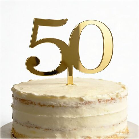 50th Birthday Cake Topper,Gold Mirror Acrylic Number 50 Decoration,Cheers to 50/Fifty Years Old,for Vow Renewal Wedding Anniversary Birthday Celebration Accessory Party Supplies Photo Booth Props in Saudi Arabia