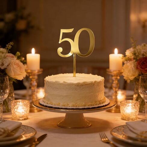 50th Birthday Cake Topper,Gold Mirror Acrylic Number 50 Decoration,Cheers to 50/Fifty Years Old,for Vow Renewal Wedding Anniversary Birthday Celebration Accessory Party Supplies Photo Booth Props in Saudi Arabia
