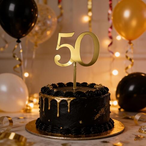 50th Birthday Cake Topper,Gold Mirror Acrylic Number 50 Decoration,Cheers to 50/Fifty Years Old,for Vow Renewal Wedding Anniversary Birthday Celebration Accessory Party Supplies Photo Booth Props in Saudi Arabia