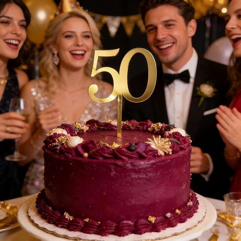 50th Birthday Cake Topper,Gold Mirror Acrylic Number 50 Decoration,Cheers to 50/Fifty Years Old,for Vow Renewal Wedding Anniversary Birthday Celebration Accessory Party Supplies Photo Booth Props in Saudi Arabia