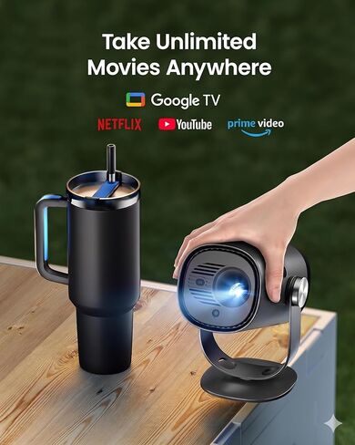 Dangbei Freedo 1080P Portable Projector with Stand, Netflix Officially Licensed, 2.5 Hours Playtime, 180-Inch Home Theater, 450 ISO Lumens, Dolby Audio, Mini Projector with Wi-Fi and Bluetooth in Saudi Arabia