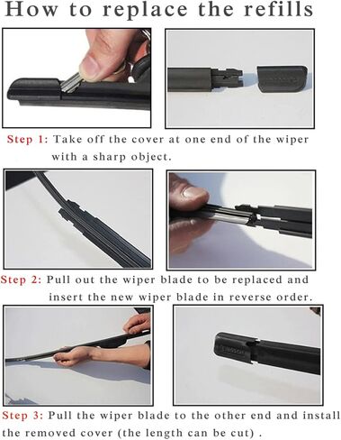 Silicone Windshield Wiper Blades Refills 26'' 4 pcs,Black 4pcs in Saudi Arabia