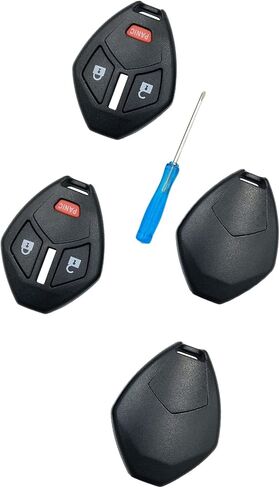 Cutting Not Required - Replacement Keyless Entry Remote Key Fob Shell Case fits Mitsubishi Eclipse Endeavor Galant Lancer Outlander Key Fob Cover (3 Button 2 Pcs) in Saudi Arabia