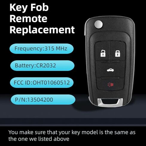 Key Fob Remote Replacement Compatible with 2010-2019 Chevy Cruze Equinox Camaro Impala Malibu Sonic Buick Regal Verano Encore Allure GMC Terrain Keyless Entry Remote Control（OHT01060512） 2Pcs in Saudi Arabia