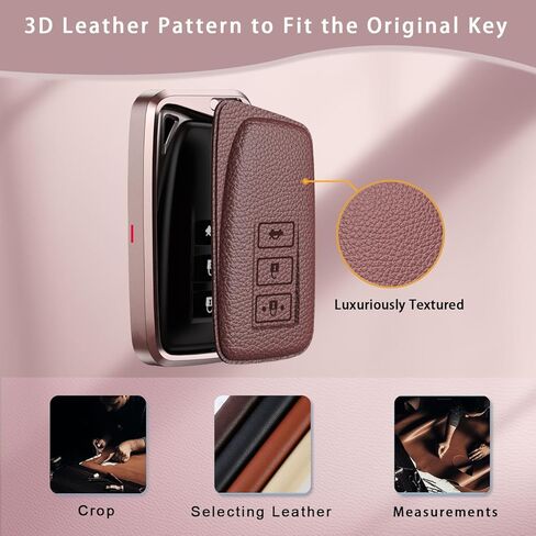 لجراب غطاء مفتاح Lexus Key Fob، واقي من الألومنيوم والجلد الفاخر مع سلسلة مفاتيح تناسب Lexus ES RX NX LX GX is UX RZ Key Remote (B-أسود) in Kuwait