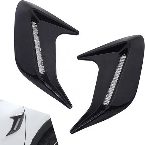 2 PCS Car Hood Ventilation Trim Covers, 6.69" x 8.11" Shark Gills Air Outlet Side Air Outlet Hoods, Self-Adhesive Side Marker Air Wing Vent Trim Covers, Universal for Most Cars (Black) in Saudi Arabia