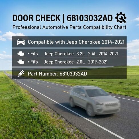 مجموعة وصلات فحص الباب متوافقة مع Jeep Cherokee 2014 2015 2016 2017 2018 2019 2020 2021 2.0L 2.4L 3.2L، حزام تحديد بقاء الباب الأمامي الأيسر أو الأيمن in Kuwait