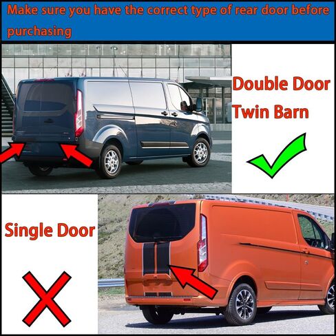جناح خلفي متوافق مع طراز Ford Transit Custom 2012-2020 Twin (Barn) للباب فقط جناح سقف باب الحظيرة الخلفي المزدوج باللون الأسود اللامع in Kuwait
