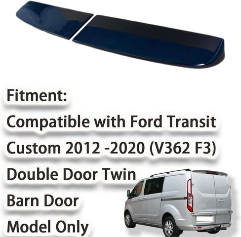 جناح خلفي متوافق مع طراز Ford Transit Custom 2012-2020 Twin (Barn) للباب فقط جناح سقف باب الحظيرة الخلفي المزدوج باللون الأسود اللامع in Kuwait
