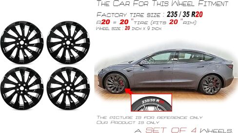 For Tesla Model 3 OEM Design Wheel 20" 20X9 2021-2023 GLOSS BLACK Set of 4 Replacement Rim in Saudi Arabia