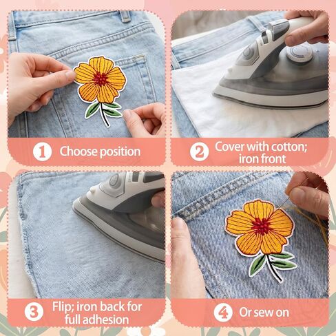 32 PCS Flower Iron on Patches, Cute Sew on Iron on Embroidered Patches for Clothes, Jeans, Bags, Hats, Backpacks in Saudi Arabia