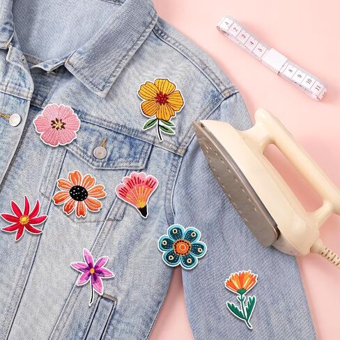 32 PCS Flower Iron on Patches, Cute Sew on Iron on Embroidered Patches for Clothes, Jeans, Bags, Hats, Backpacks in Saudi Arabia