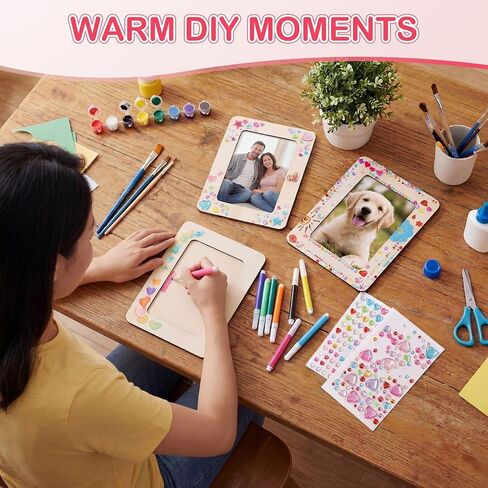 مجموعة Yousoontic مكونة من 30 قطعة من إطارات الصور لإطارات الصور مقاس 4 × 6 بوصات DIY إطارات صور خشبية غير مكتملة مع 30 قطعة من أقلام الألوان و10 أوراق من ملصقات الماس الكريستال للحرف اليدوية in Kuwait